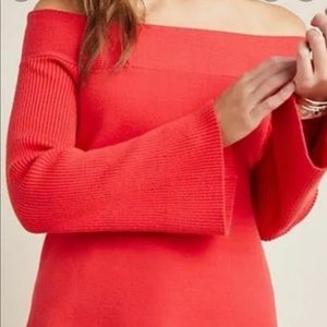 Anthropologie Elise Ribbed Tunic In Red never worn size small